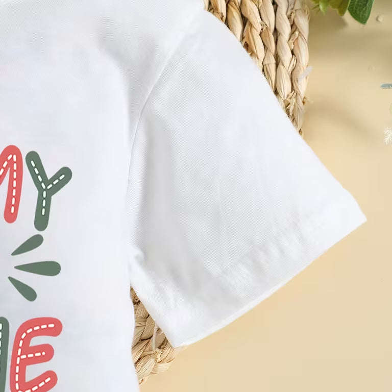 Casual Mommy is My Bestie Letter Printed Short Sleeve Baby Jumpsuit