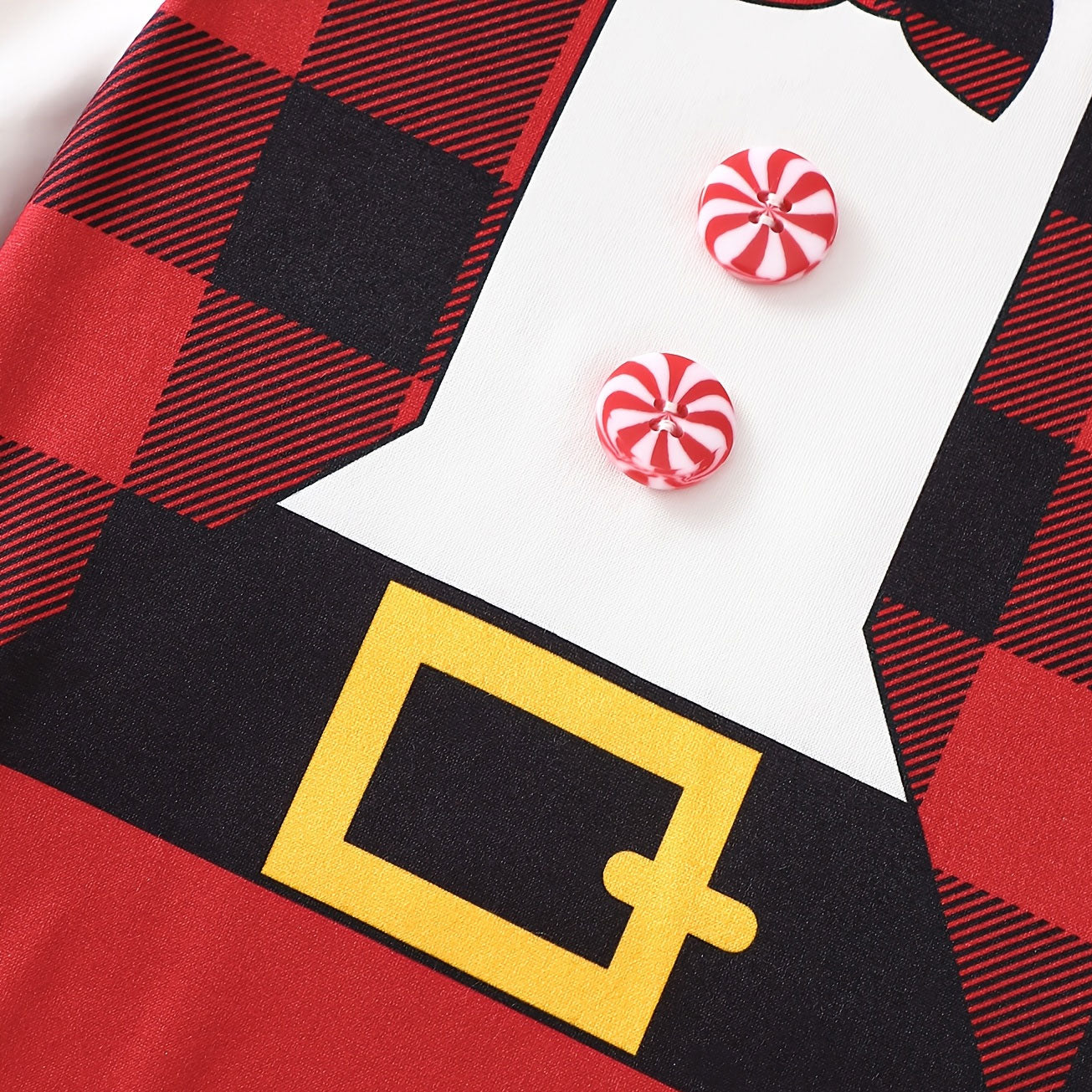 2PCS Christmas Plaid Printed Long Sleeve Baby Jumpsuit