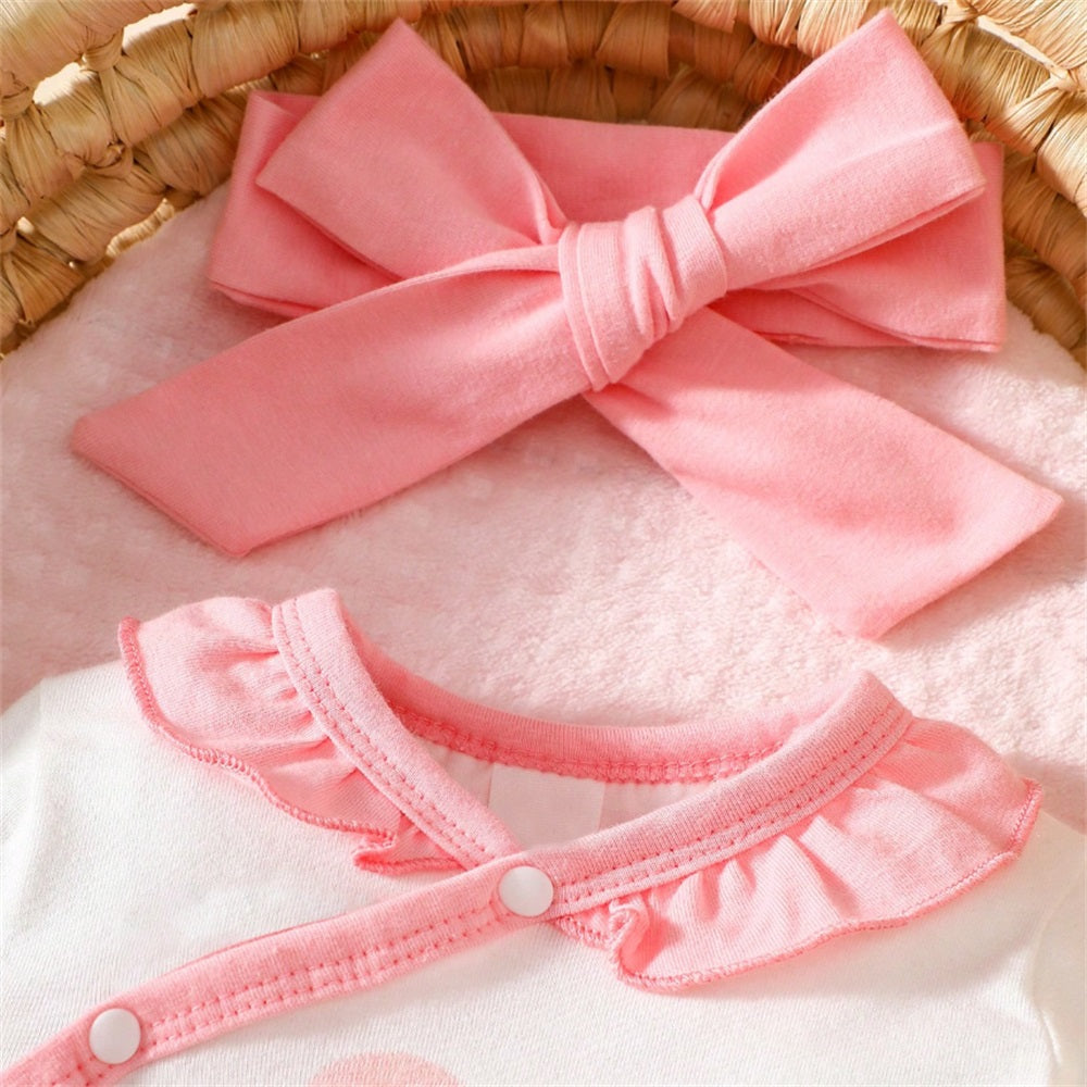 3PCS Lovely Bear Printed Ruffles Long Sleeve Baby Set