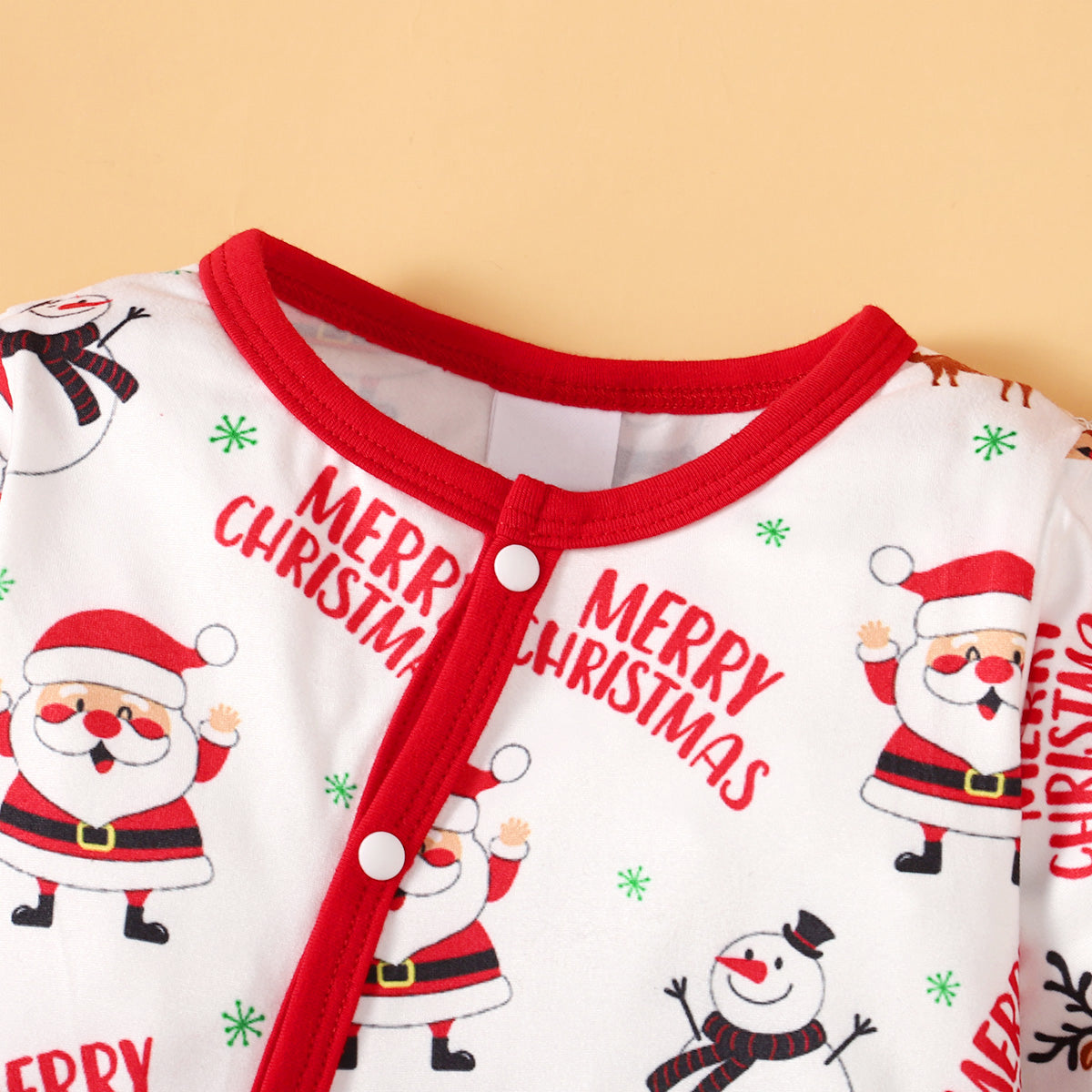 2PCS Merry Christmas Letter Santa Claus Printed Baby Jumpsuit With Hat