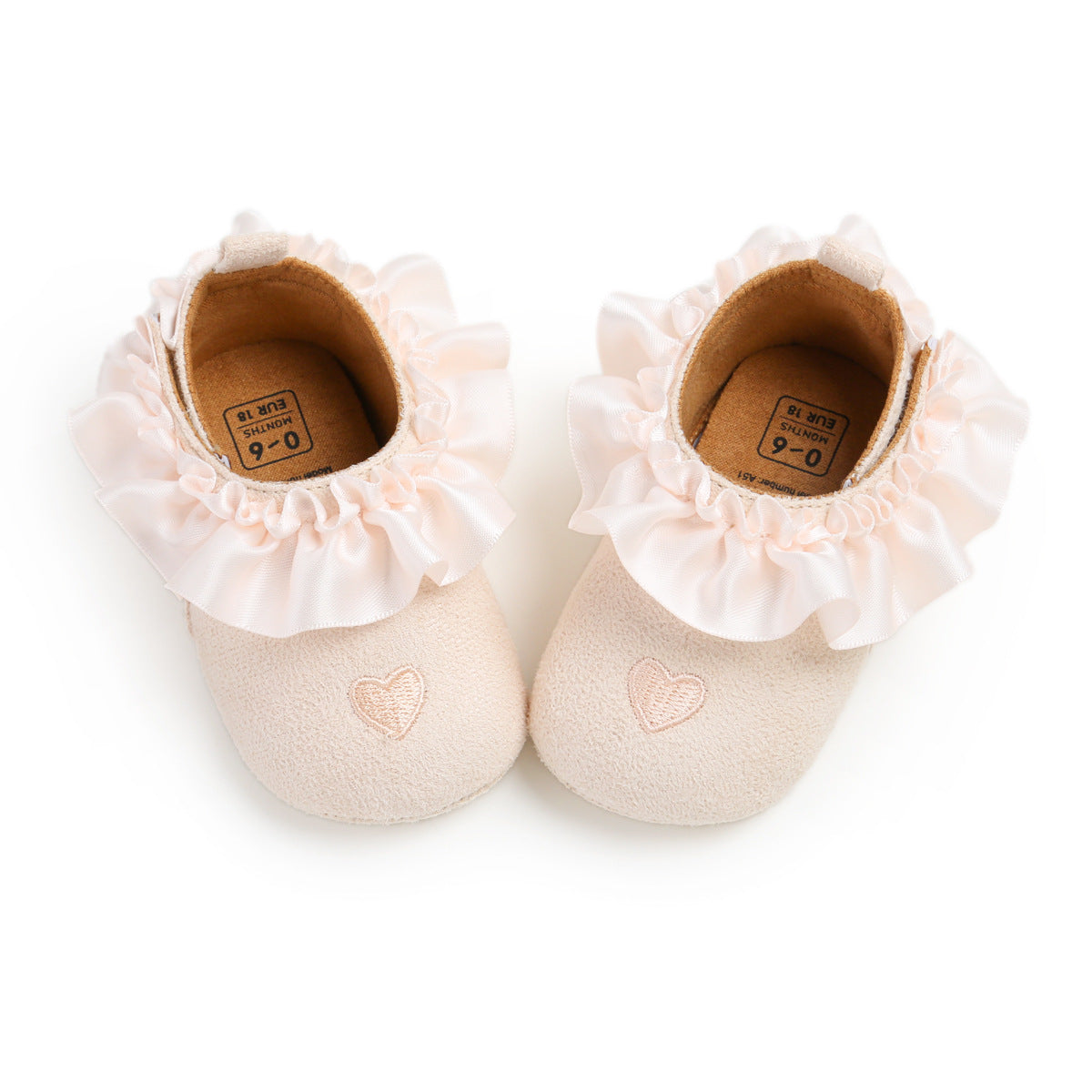 Heart Embroidery Anti Slip Soft Girls Baby Shoes