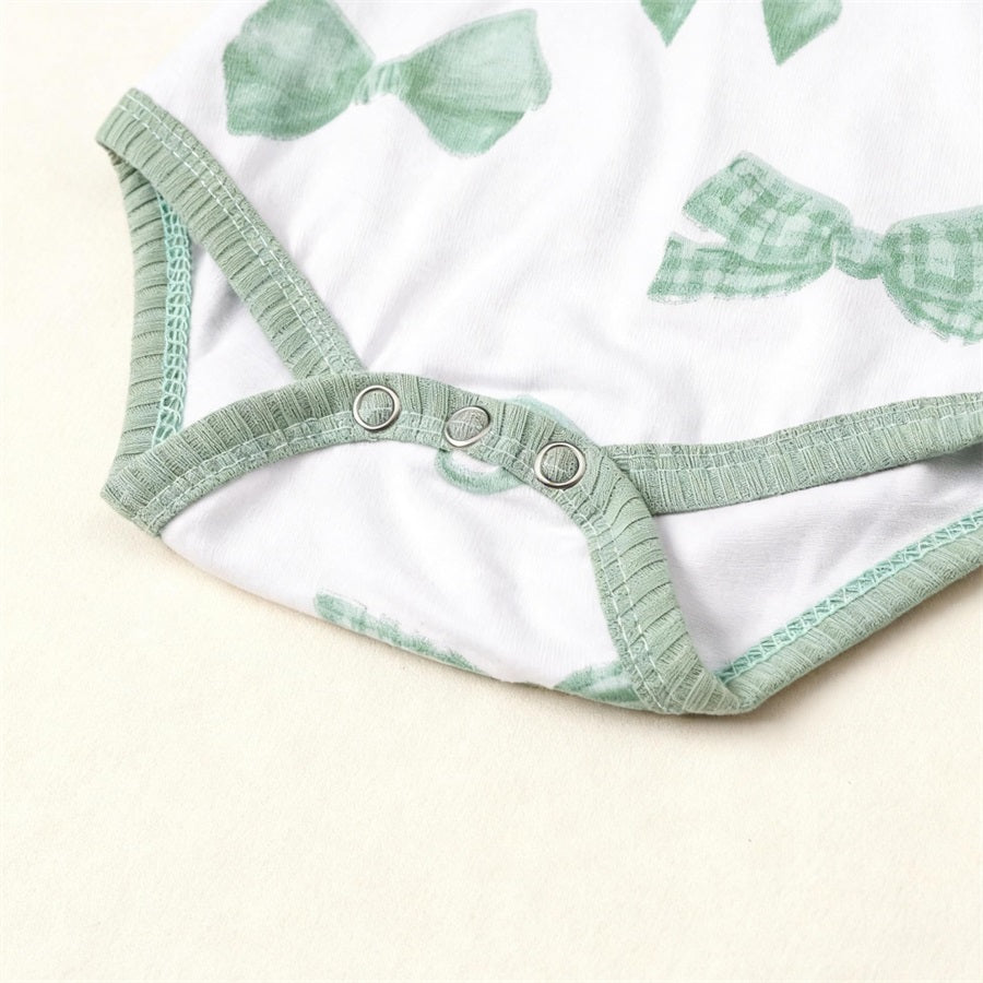 4PCS Lovely Bow Printed Long Sleeve Baby Girl Set