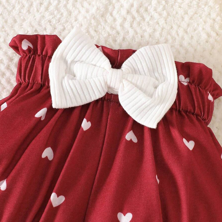 3PCS Summer Mommy's Girl Letter Heart Print Baby Set
