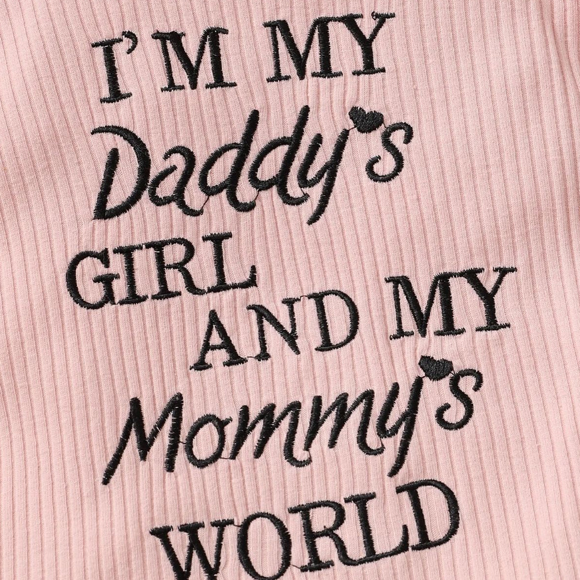 3PCS I'm My Daddy's Girl Letter Floral Printed Long Sleeve Baby Set