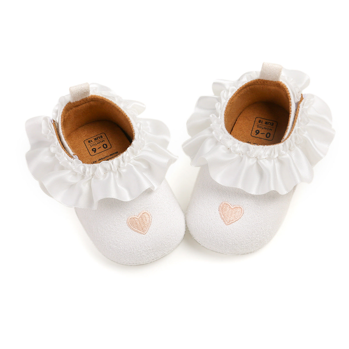 Heart Embroidery Anti Slip Soft Girls Baby Shoes