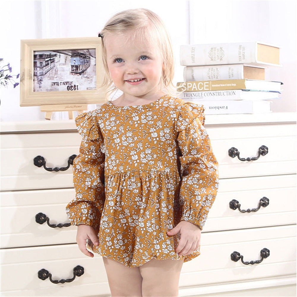 Stylish Allover Floral Print Long Sleeve Baby Romper
