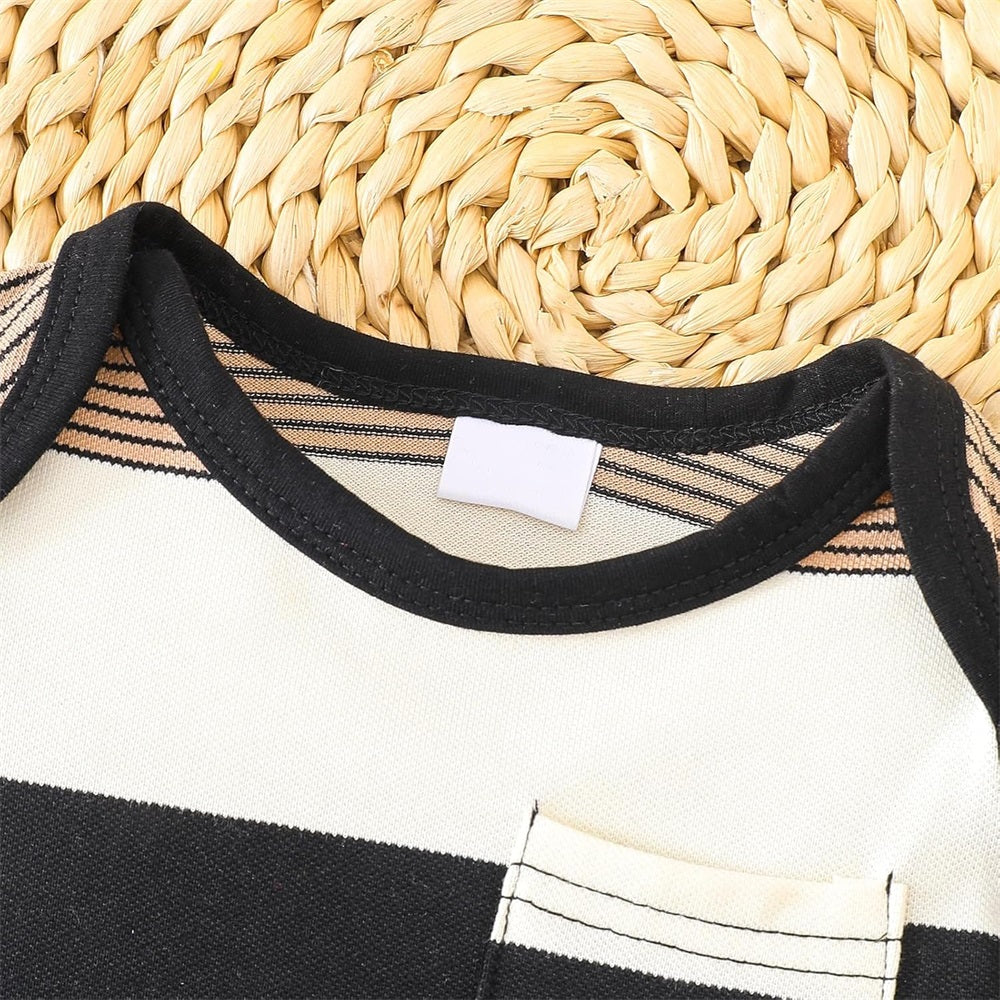 3PCS Casual Stripe Printed Short Sleeve Baby Set