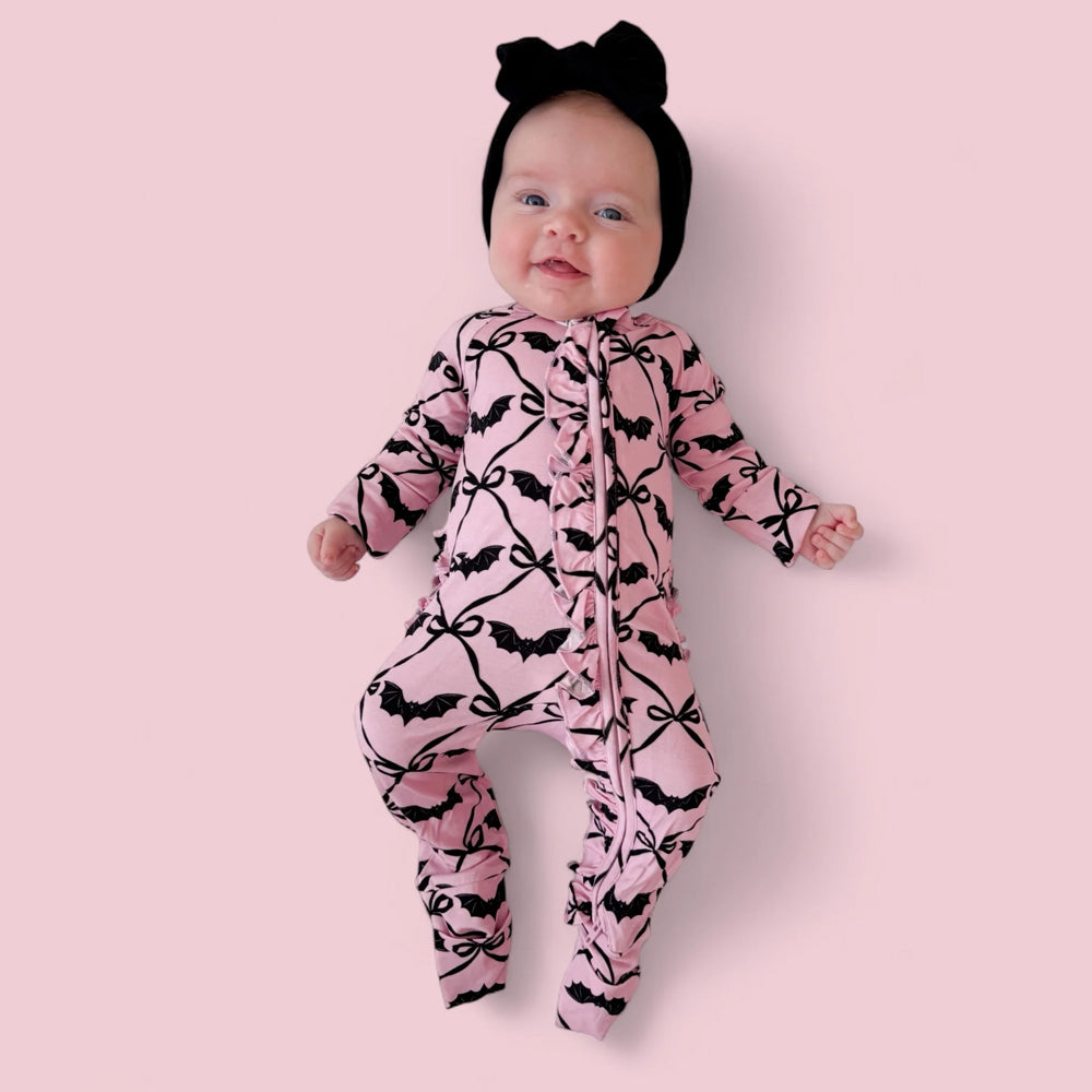 Halloween Bat Printed Zipper Baby Jumpsuit