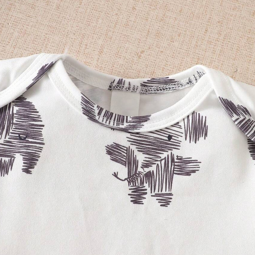 3PCS Casual Elephant Print Short Sleeve Baby Boy Set