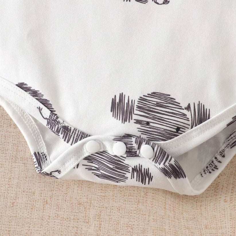 3PCS Adorable Elephant Print Short Sleeve Baby Boy Set