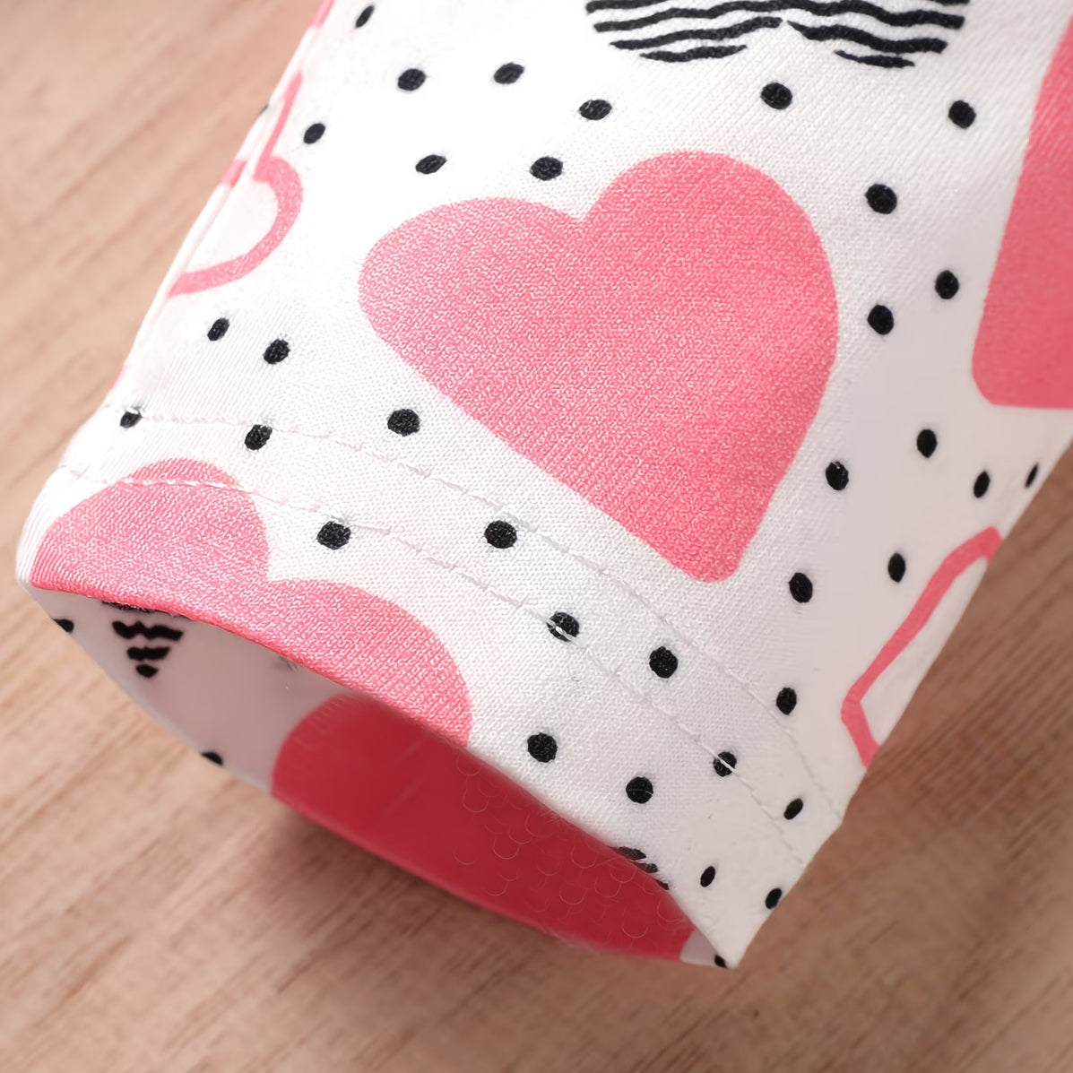2PCS Pretty Heart Printed Bow Long Sleeve Baby Set