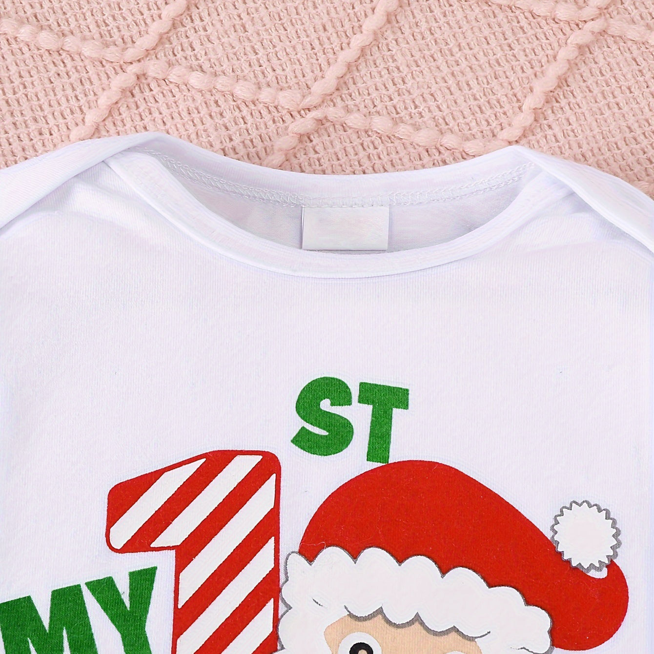 3PCS My 1st Christmas Letter Santa Snowman Printed Long Sleeve Baby Set