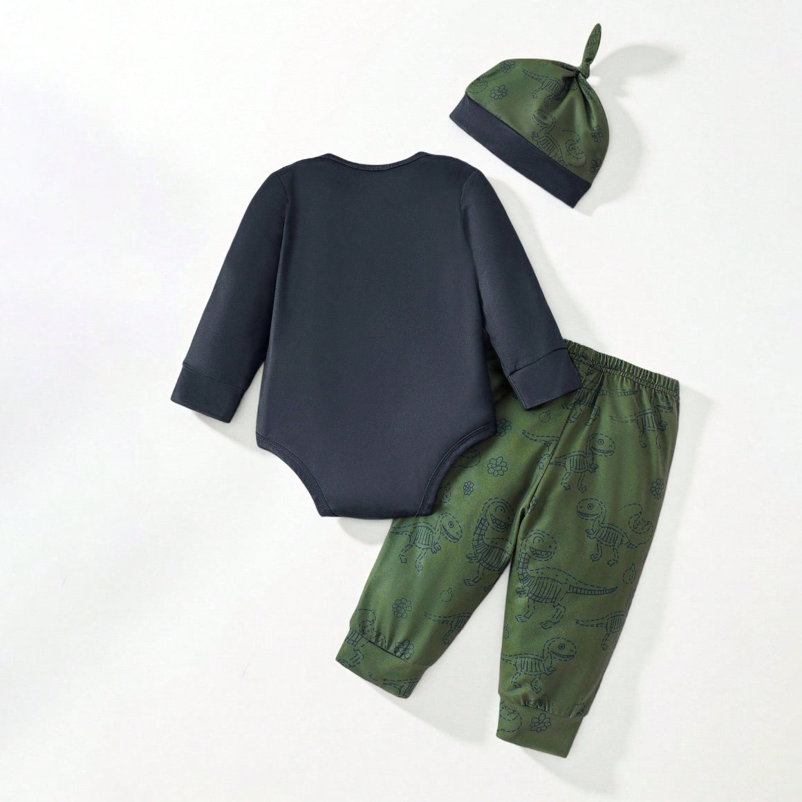 3PCS Cute Dinosaur Print Long Sleeve Baby Set