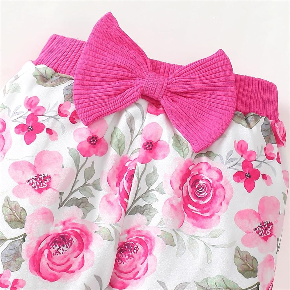 4PCS I'm My Daddy's Girl Letter Floral Printed Baby Set