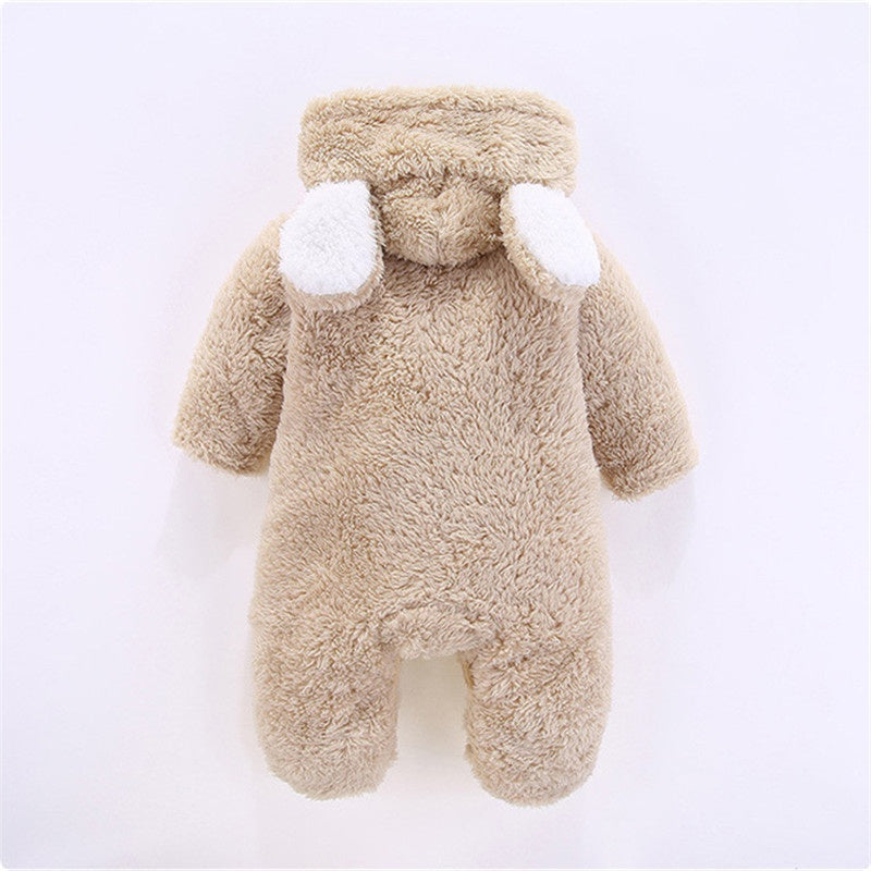 Baby 3D Bear Design Winter Hooded Jumpsuit