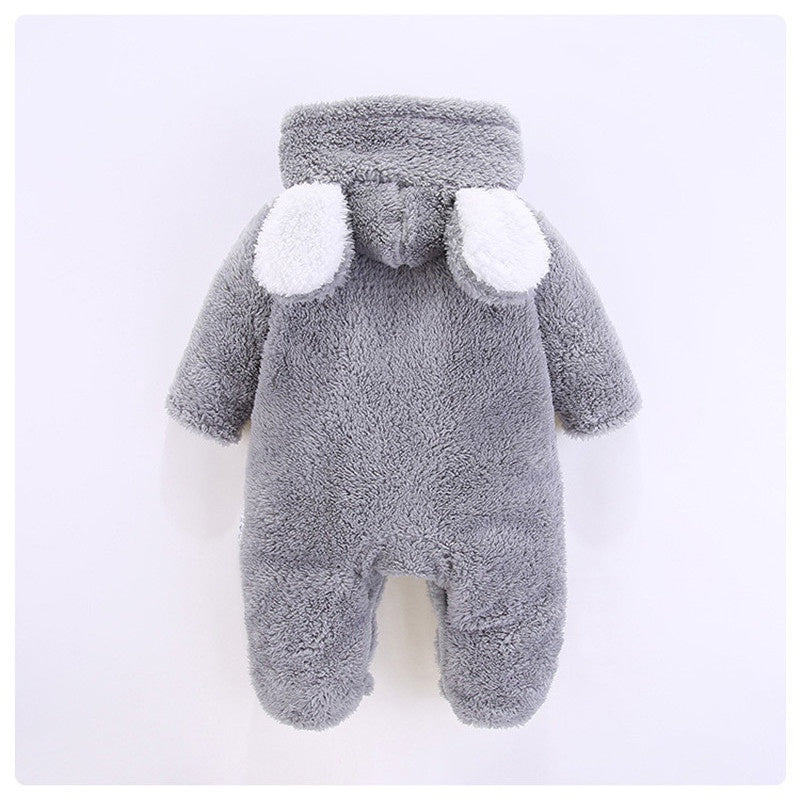 Baby 3D Bear Design Winter Hooded Jumpsuit