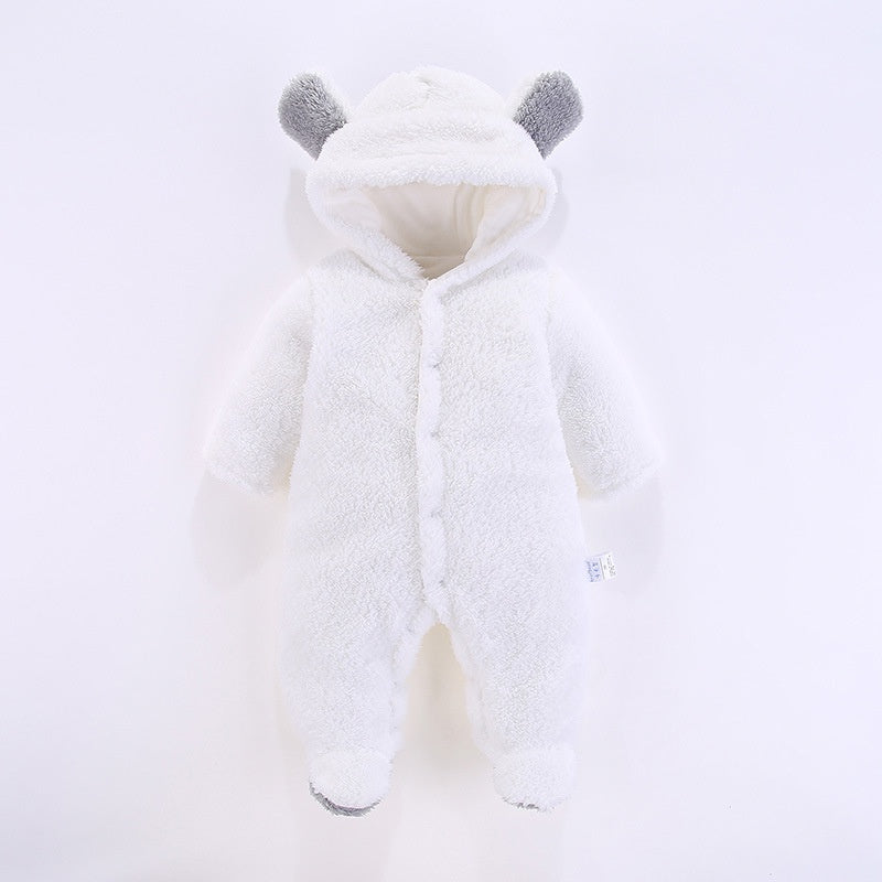 Baby 3D Bear Design Winter Hooded Jumpsuit