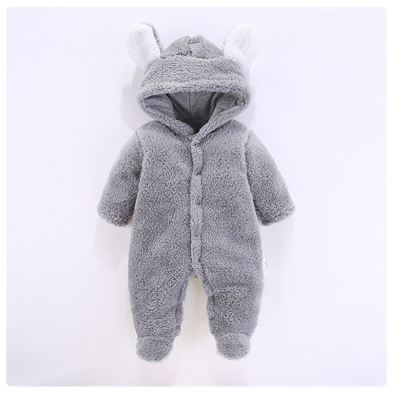 Baby 3D Bear Design Winter Hooded Jumpsuit