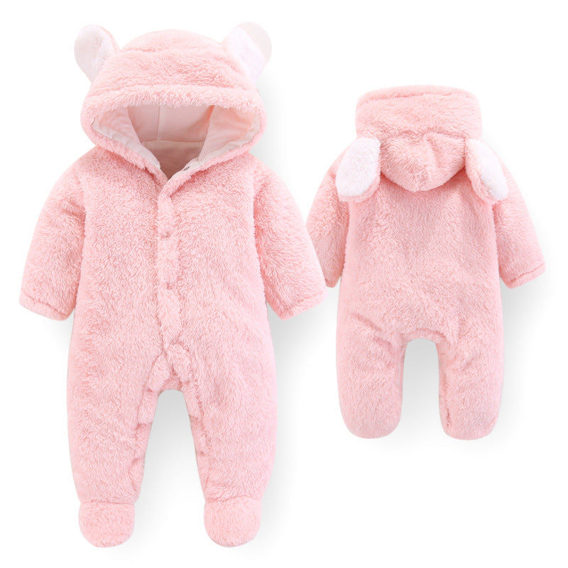 Baby 3D Bear Design Winter Hooded Jumpsuit