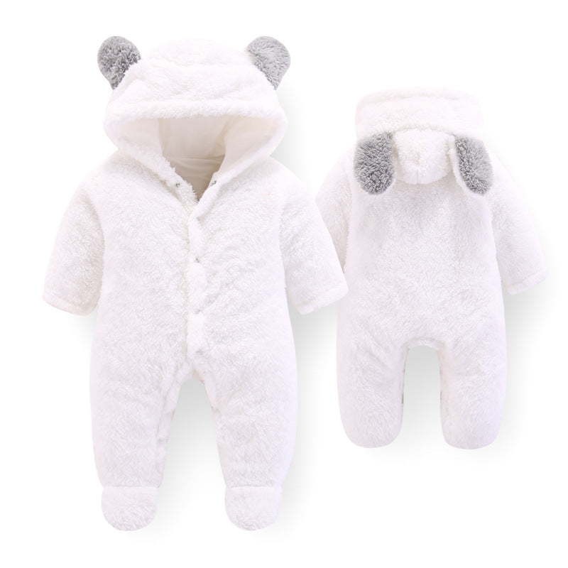 Baby 3D Bear Design Winter Hooded Jumpsuit