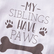 My Siblings Have Paws Cute Letters Bone Printed Long-sleeve Baby Jumpsuit
