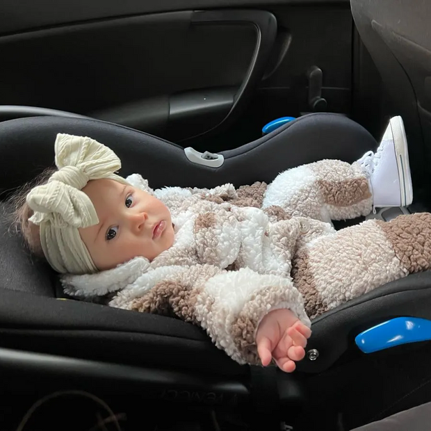 Cute Fluffy Fleece Plaid Printed Baby Long Sleeve Jumpsuit