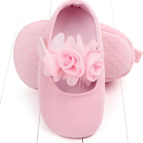 Zapatos atléticos del bebé de la princesa de la flor 3D del color sólido
