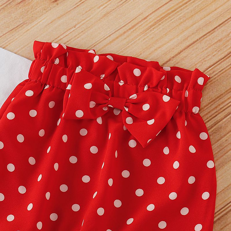 Conjunto de mameluco de manga larga estampado en forma de corazón para bebé recién nacido de 3 piezas con pantalones de lunares rojos