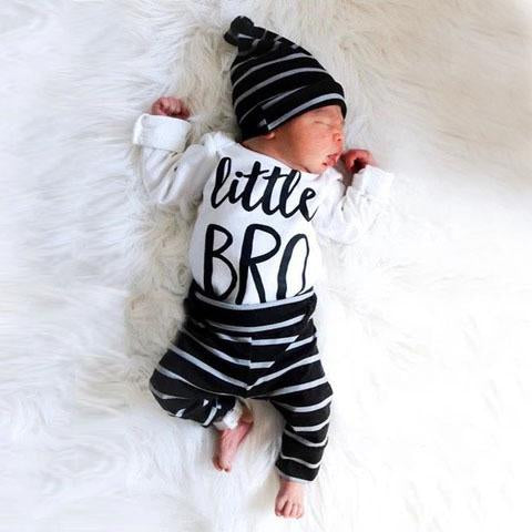 Baby Boy Little BRO Letter Printed Bodysuit With Pants Baby Set