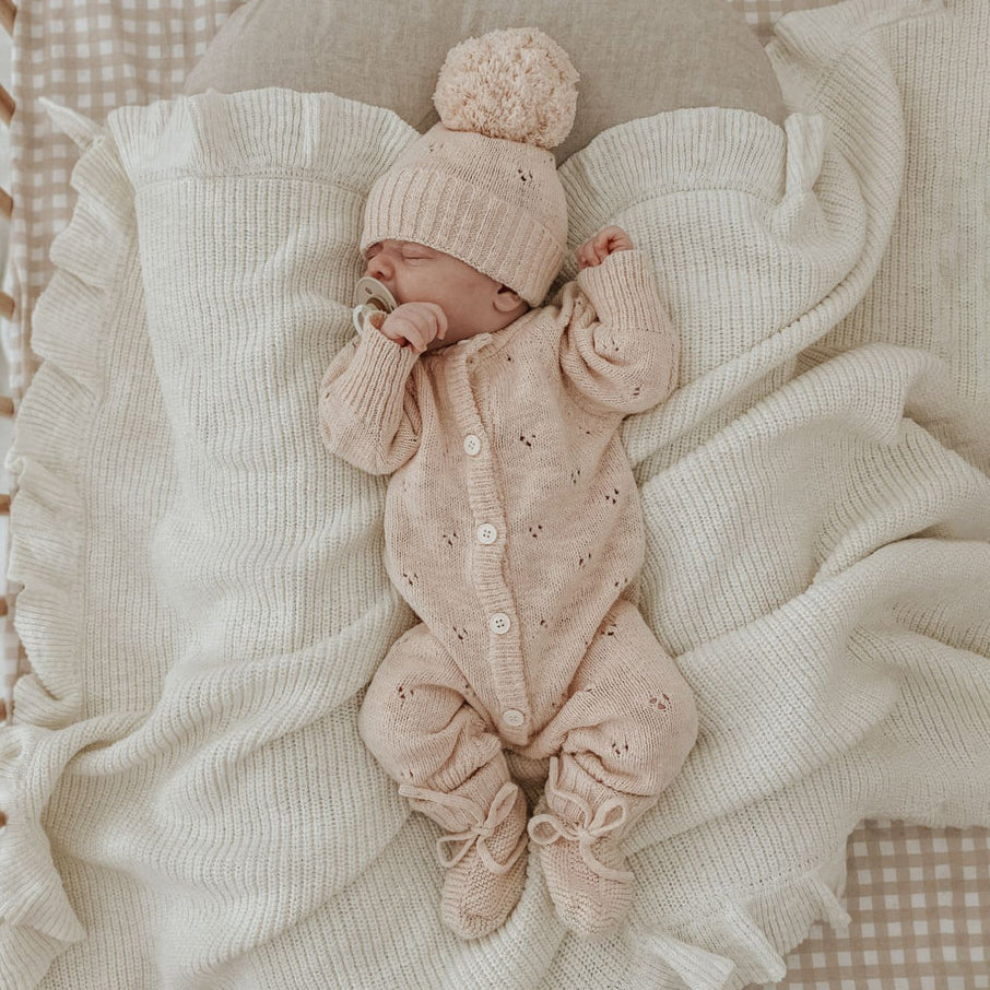 Combinaison pour bébé en tricot épais de couleur unie pour nouveau-né, 2 pièces