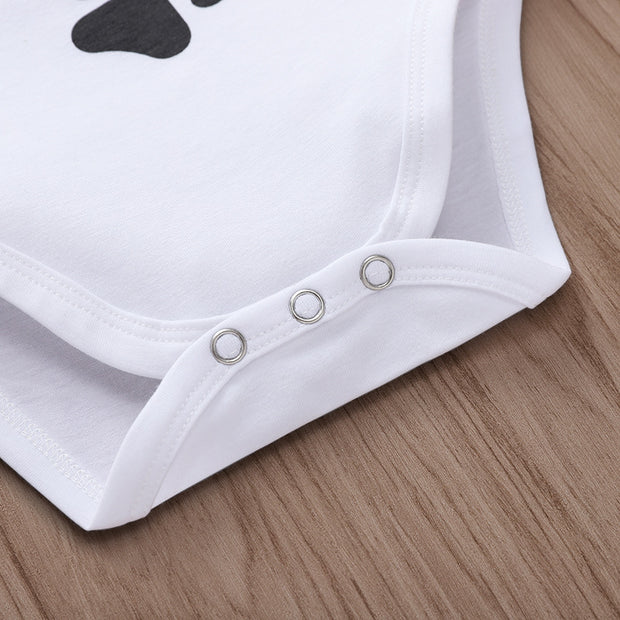 My Siblings Have Paws Letter Printed Baby Romper