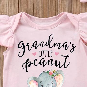 Barboteuse pour bébé imprimée petit éléphant cacahuète de grand-mère