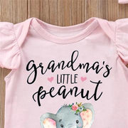 Grandma's Little Peanut Elephant Printed Baby Romper