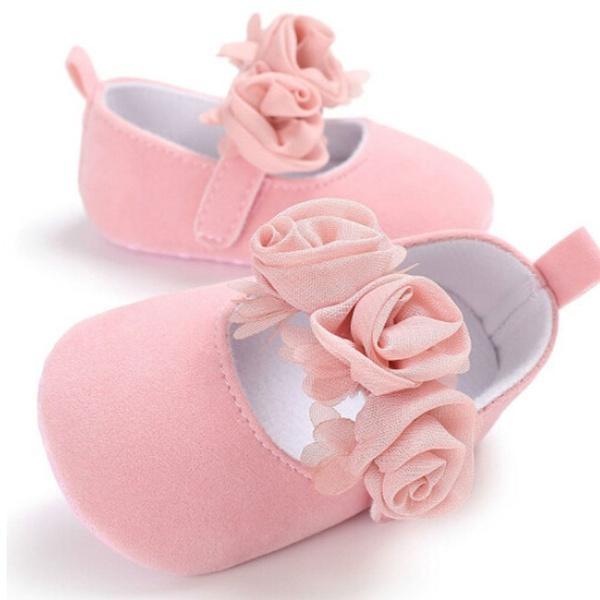 Solid Color 3D Flower Princess Athletic Baby Girl Shoes