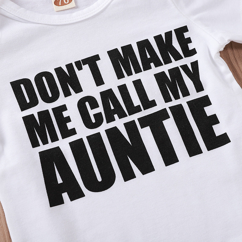 Ne m'obligez pas à appeler ma tante, barboteuse pour bébé avec lettre imprimée