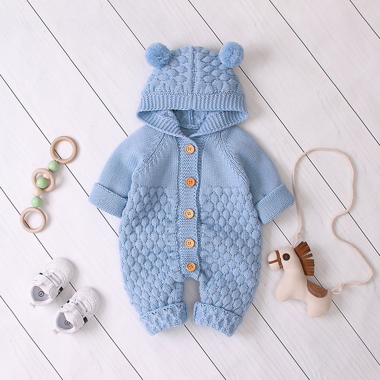 Combinaison tricotée à capuche d'hiver Bear Design