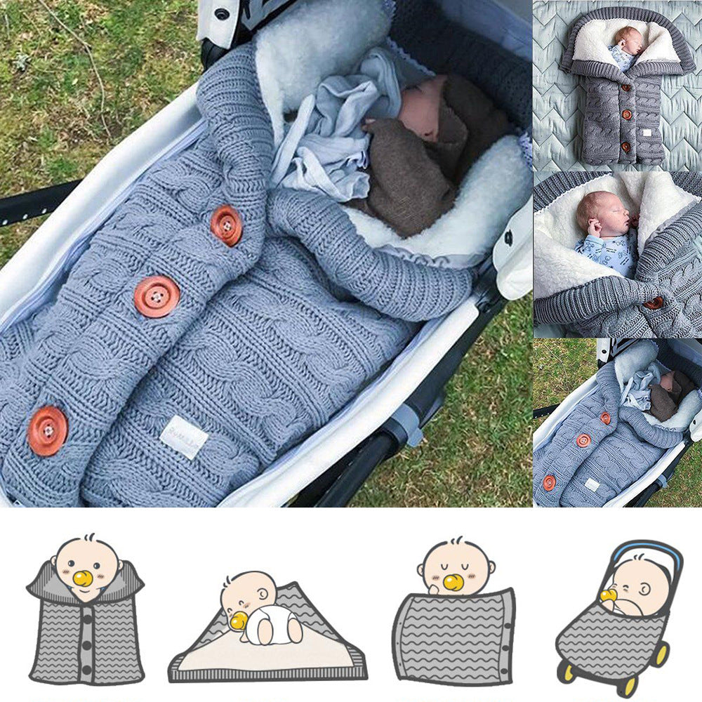 Sac de couchage d'hiver pour nouveau-né tricoté pour 0-12 mois garçon fille  (gris)