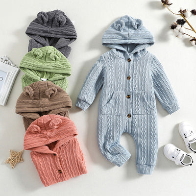 Lovely Solid Color Baby Long Sleeve Jumpsuit