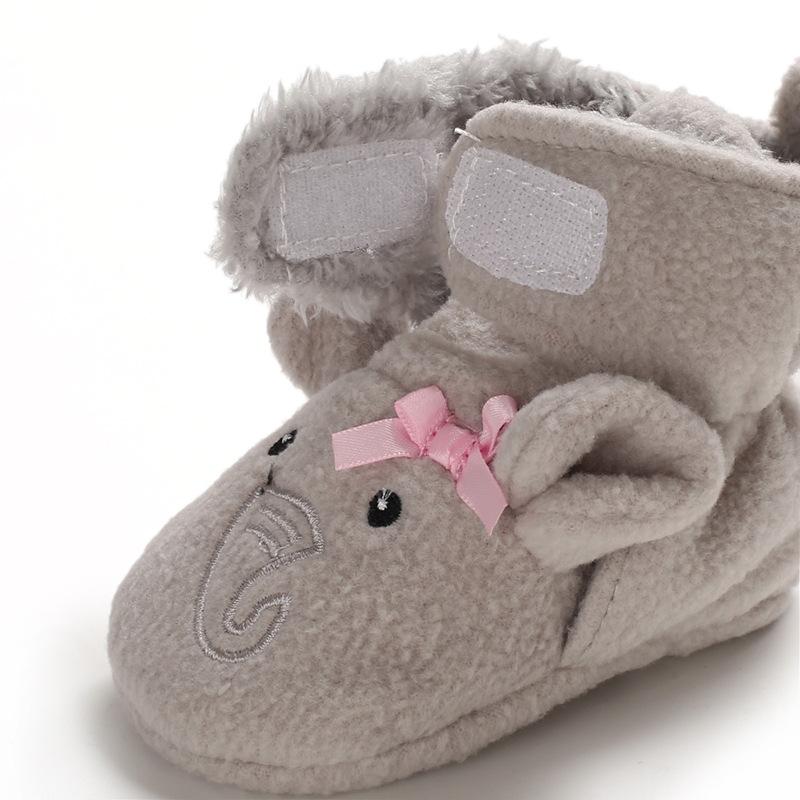Precioso elefante 3D impreso cálido botas de felpa zapatos de bebé