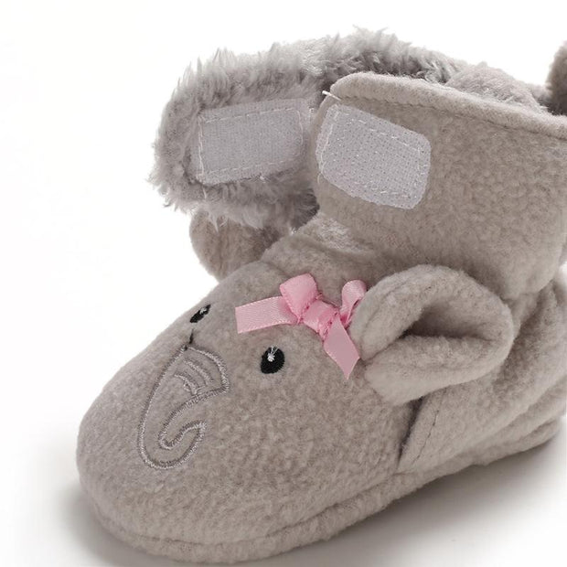 Lovely 3D Elephant Printed Warm Plush Boots Baby Shoes