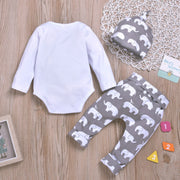 3PCS Little Elephant Printed Baby Set