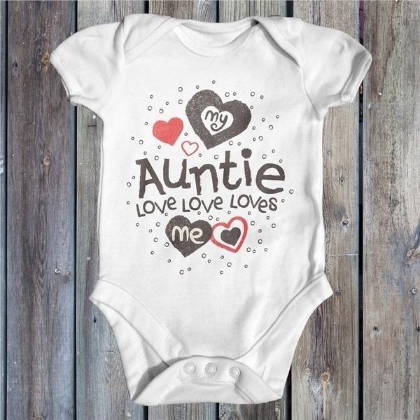 Mono informal encantador para bebés y niños, mono con estampado de "My Auntie Loves Me", mameluco infantil para niños y niñas