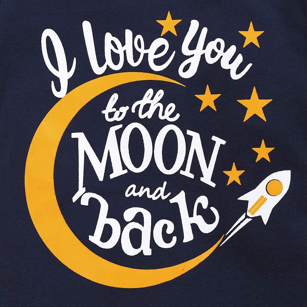 Conjunto de bebé estampado "Te amo a la luna y la espalda" de 3 piezas