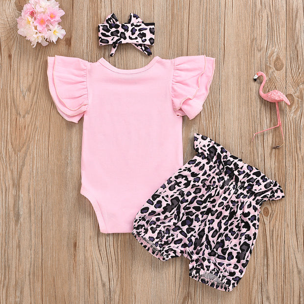 3PCS Sorry Boys Daddy Says No Dating Leopard Pinted Baby Set