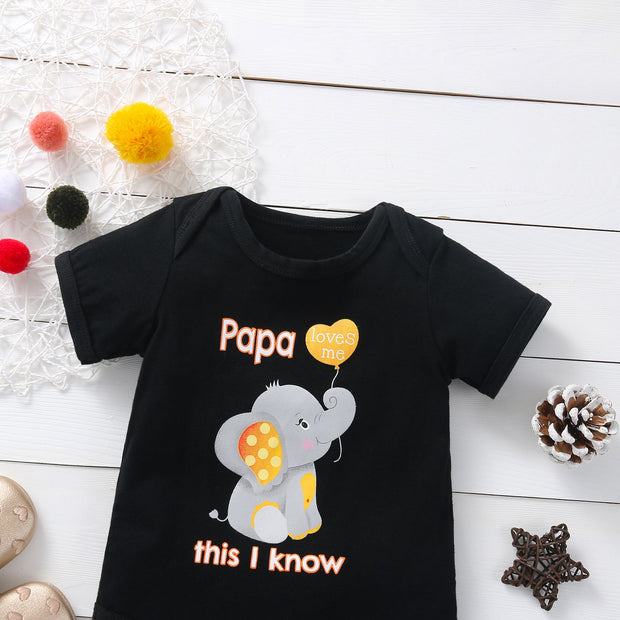 Papa Loves Me Elephant Printed Baby Romper