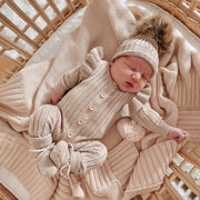 Classic Solid Color Knit Long Sleeve Baby Jumpsuit