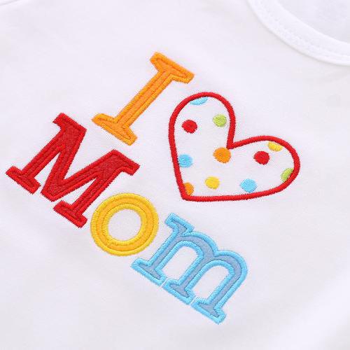 2PCS I Love Mom/Dad Lovely Letter Printed Baby Romper