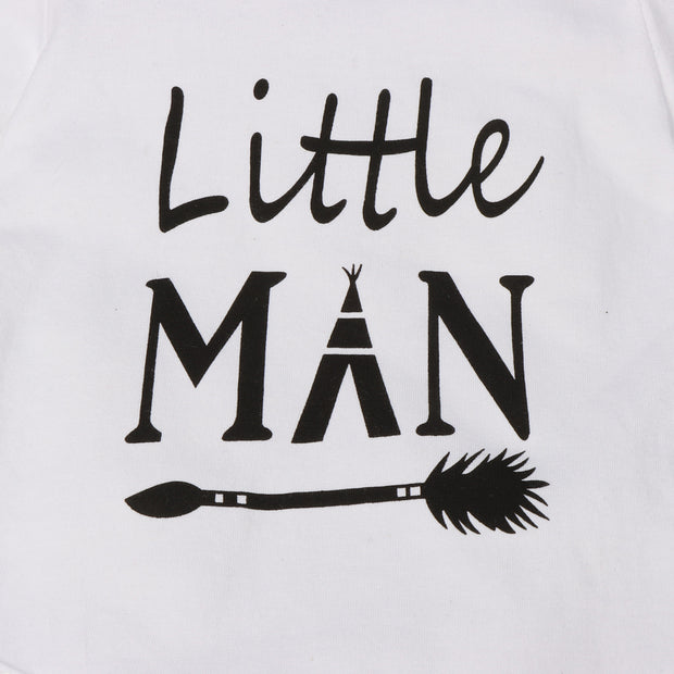 3PCS Little Man Bear Printed Long Sleeve Baby Boy Set