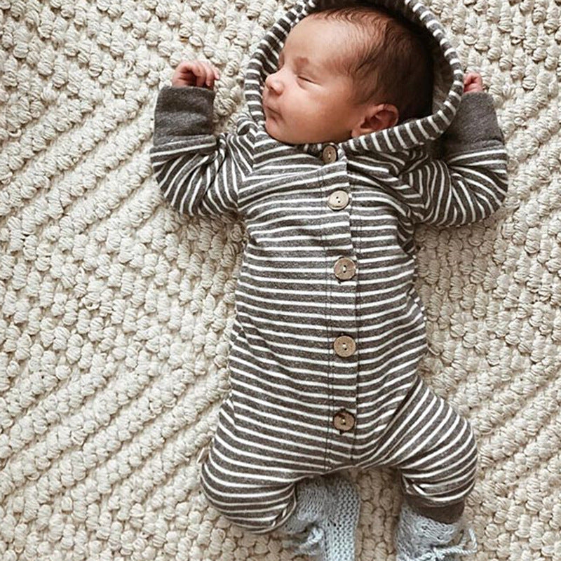 Precioso mono estampado a rayas de manga larga para bebé niña