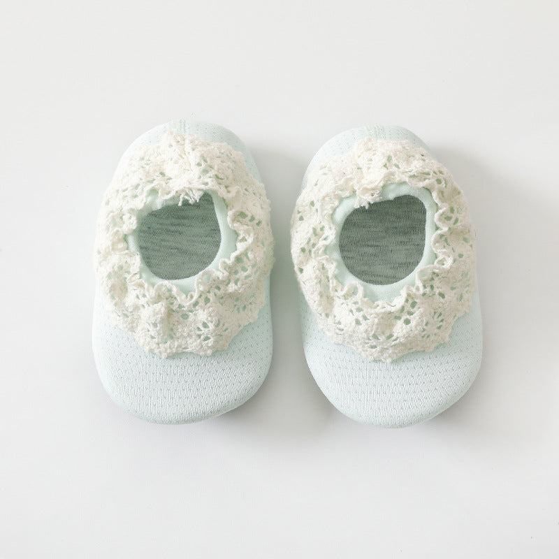 Lovely Laced Printed Baby Non Slip Floor Socks Shoes